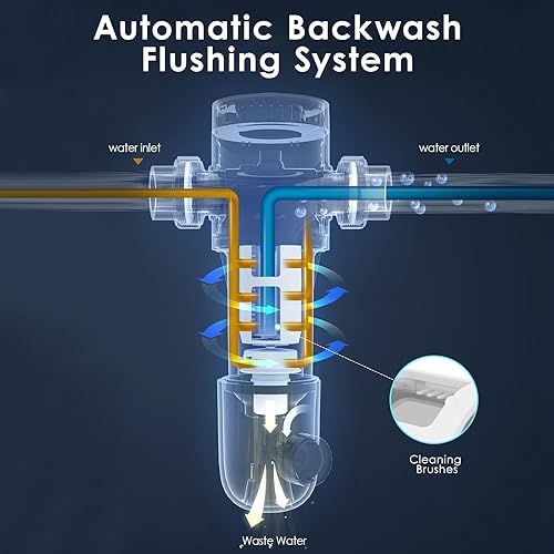 Miniatura 4 de Filtro de sedimentos para agua de pozo - Sistema automático de retrolavado, filtro de sedimentos giratorios, filtro de agua de sedimentos para toda