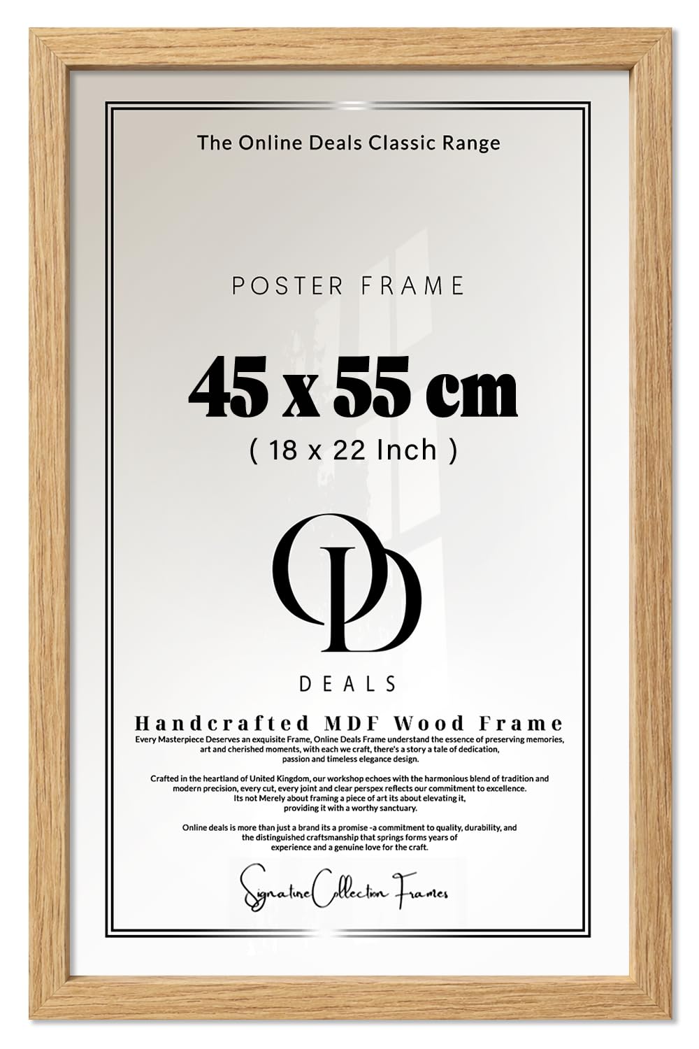 OD Deals | Sophisticated Oak Display Frame (45 X 55 CM) — Versatile Photo And Artwork Mount For Vertical And Horizontal Presentation, 18 X 22 Inch Profile Ideal For Modern Living Rooms