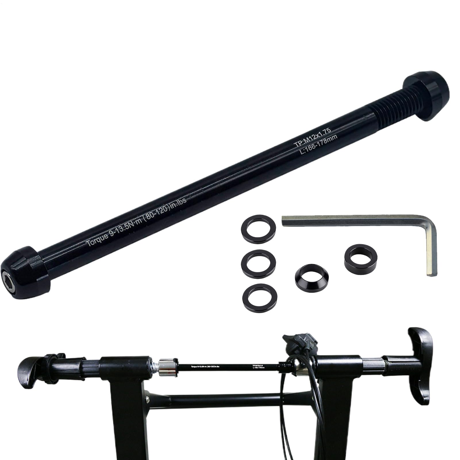 Thru Axle Adapter | Trainer Thru Axle Skewer | Cycle Rear Wheel Trainer Replacement | Bike Wheel Skewers Rod Lever For Turbo Trainer Bike, Axle Adapter,Adjustable Width, Riding Accessory Thru Axle Ada
