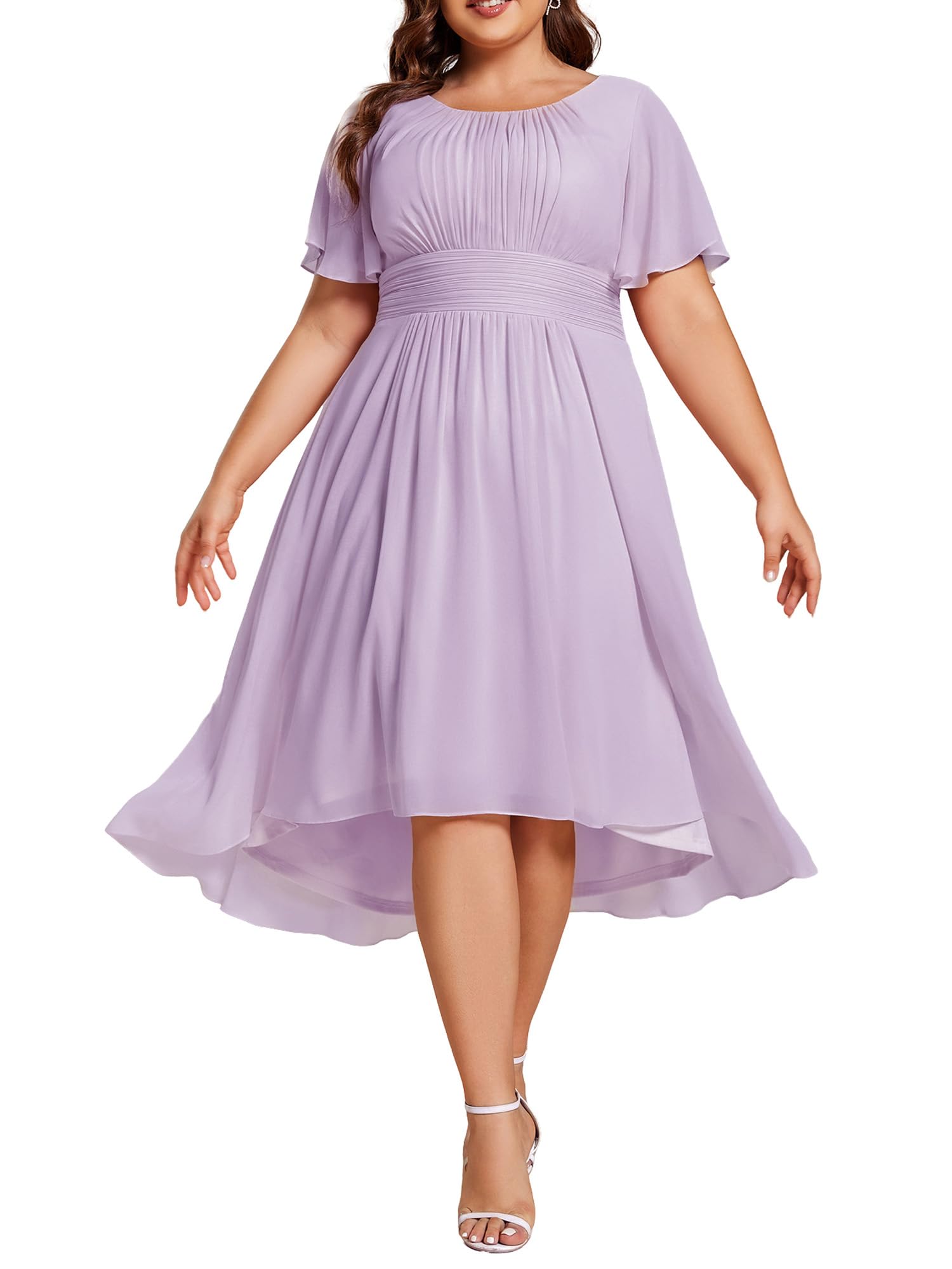 Photo 1 of Ever-Pretty Women's Plus Size Chiffon Midi Dress - Frosted Lilac US 20