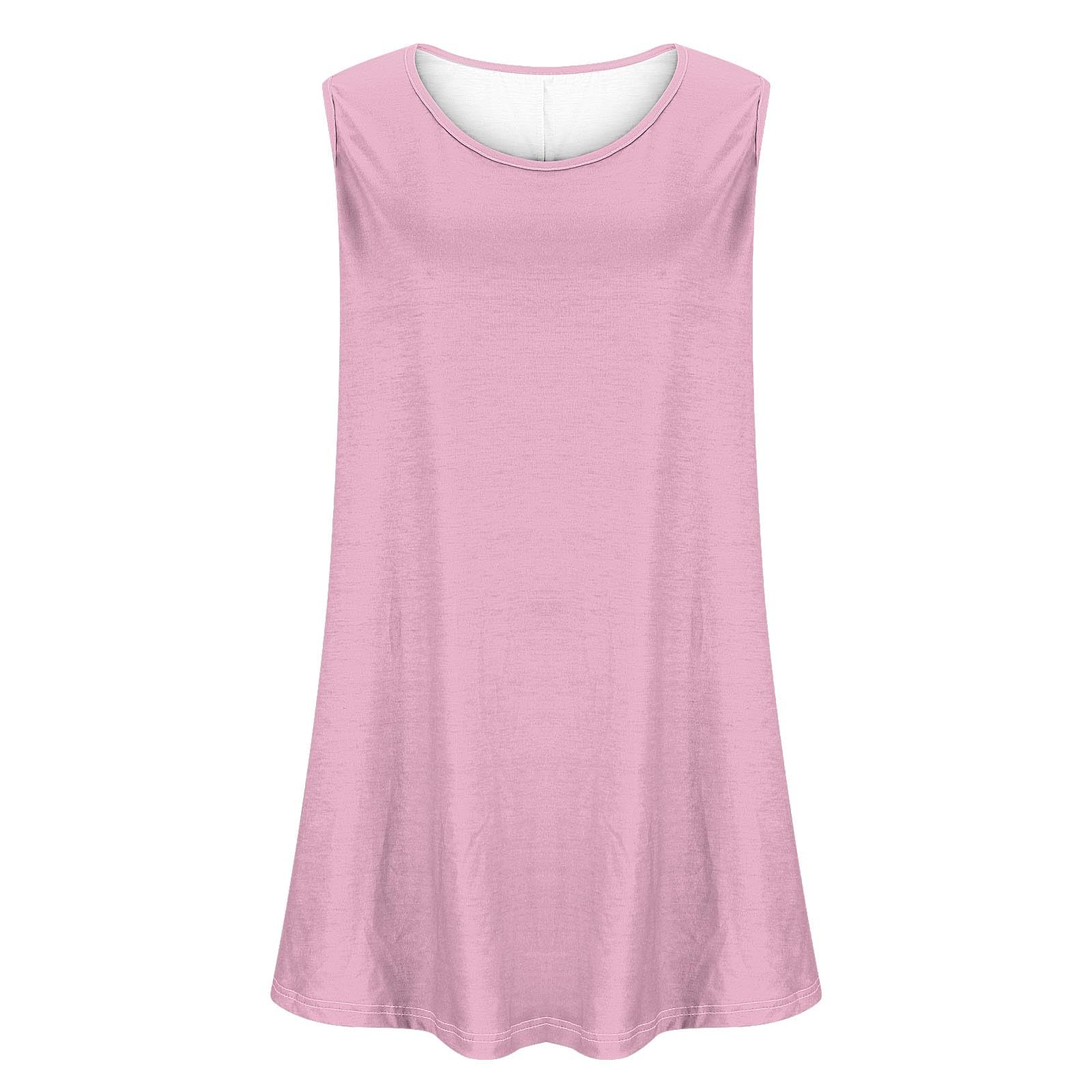 Womens Plus Size Tunic Tops Loose Fit Summer Casual Shirts Sleeveless Crewneck Flowy Blouses Wide Strap Camisole - 5