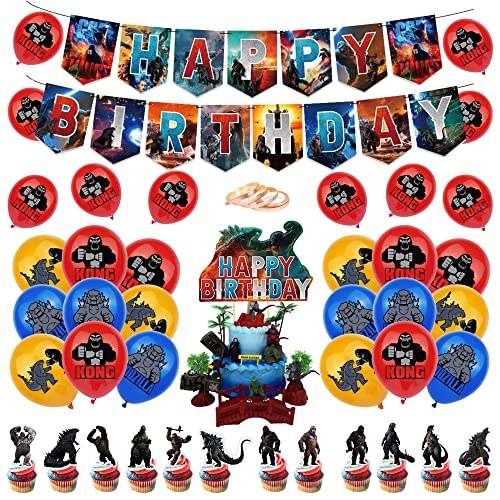 CMDXBD Party Supplies Godzilla Monsters Cake Topper Godzilla Birthday Decor Godzilla Balloons Godzilla Monsters Birthday Banner Godzilla Cake Decor Godzilla Monsters Party Decor