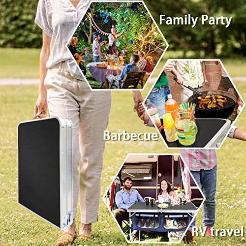 Camp Field Camping Folding Aluminum Table with Adjustable Legs for Outdoor Travel Beach