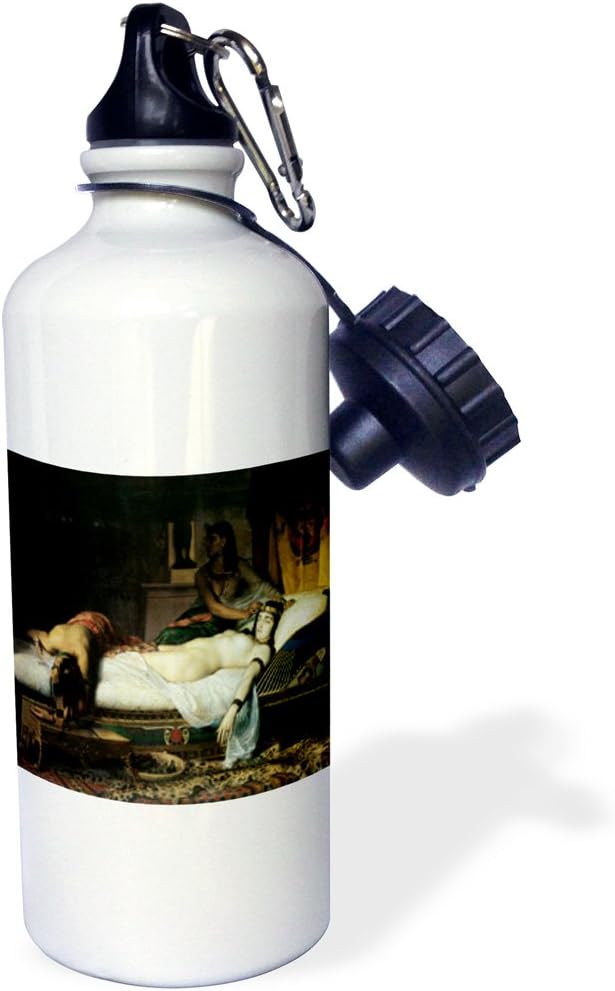 3dRose "Death of Cleopatra by Jean-Andre Rixens" Sports Water Bottle, 21 oz, White