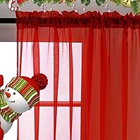 Vista 8 de SpaceDresser Paneles de cortina con bolsillo para barra, cortinas de gasa traslúcida para ventana de cocina, dormitorio, sala de estar, para filtrar