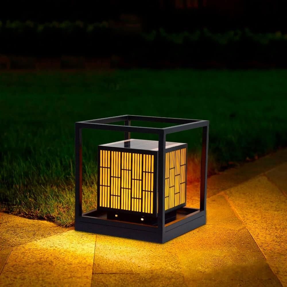 Moderne quadratische Landschaft Solar-LED-Pfostenleuchten for den Garten im Freien Wasserdichte Säulenlampe Außenzaunsäulenlicht for die Terrasse(20 * 23cm)