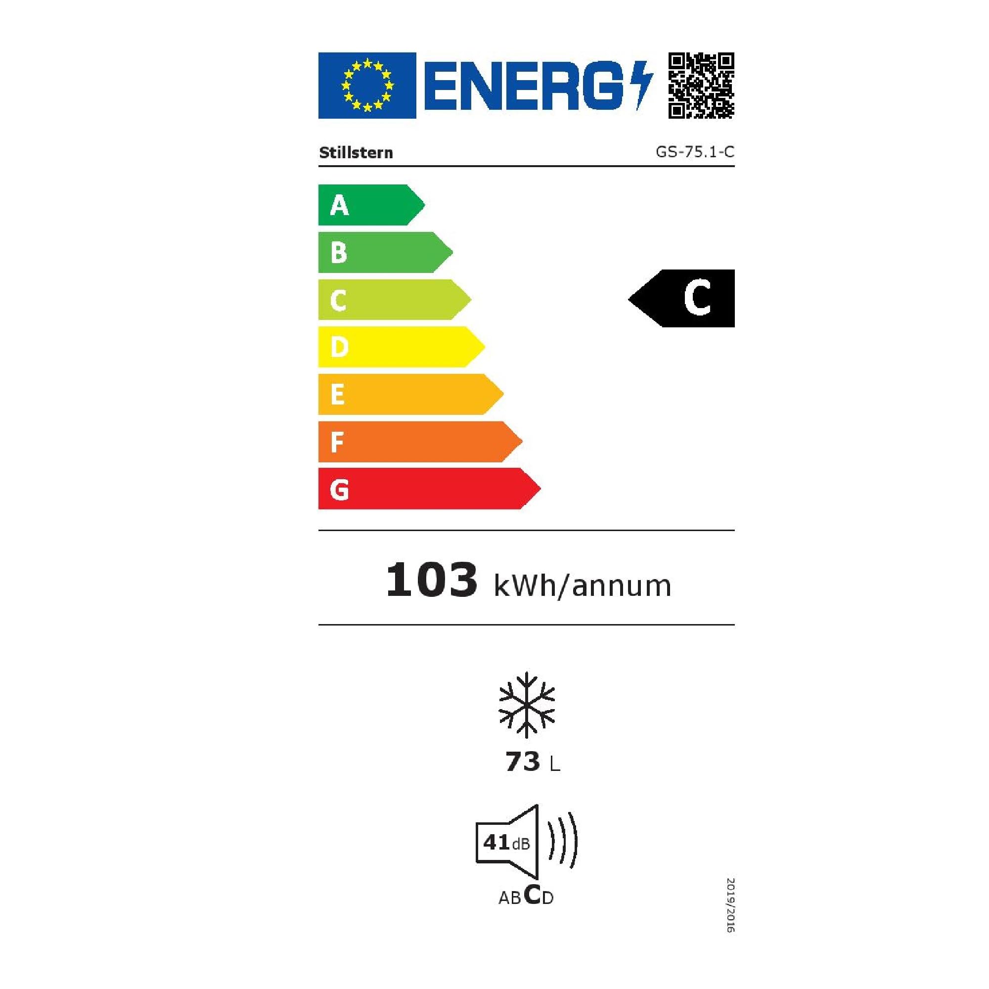 Stillstern Congélateur C (73 L) 4 étoiles -18 °C, faible consommation d'énergie, 3 compartiments, température réglable en continu, butée de porte interchangeable, petit congélateur, congélateur