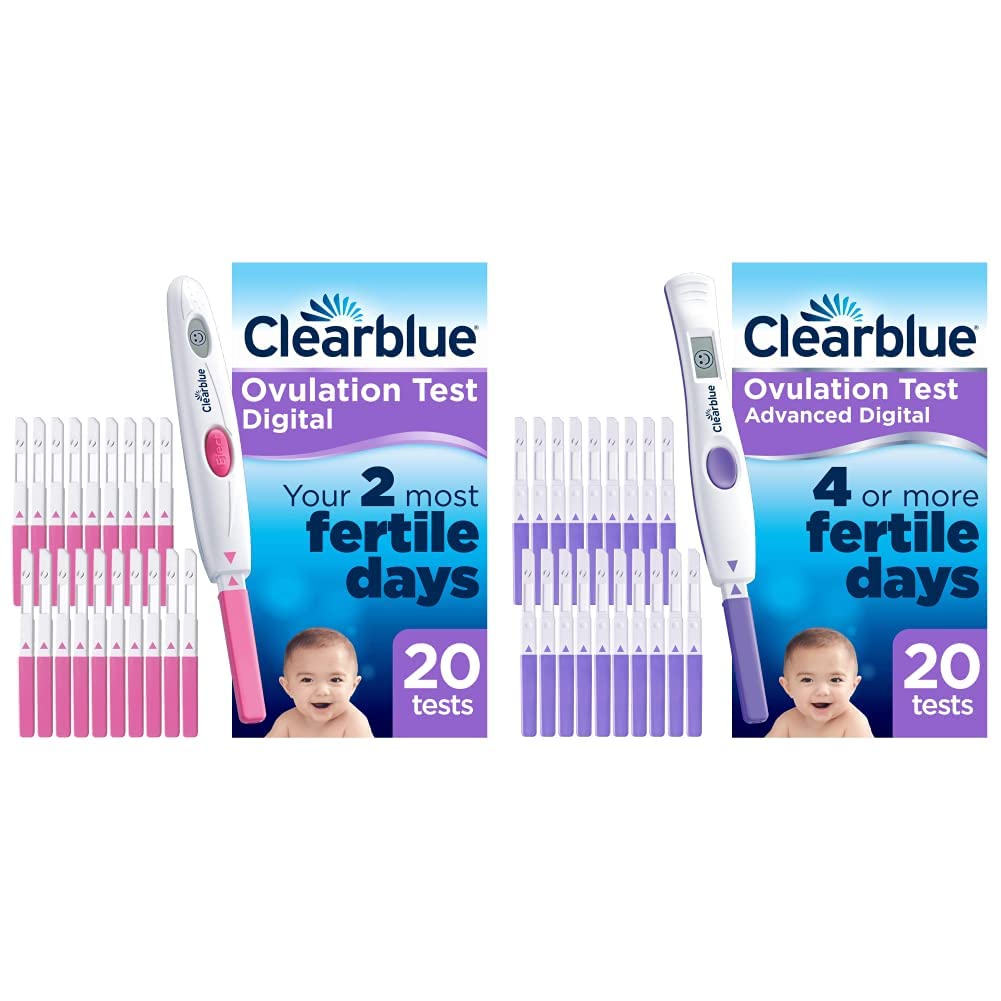 Clearblue Digital Ovulation Test Kit, 1 Digital Holder and 20 Tests & Advanced Digital Ovulation Test Kit (OPK), 1 Digital Holder and 20 Ovulation Tests