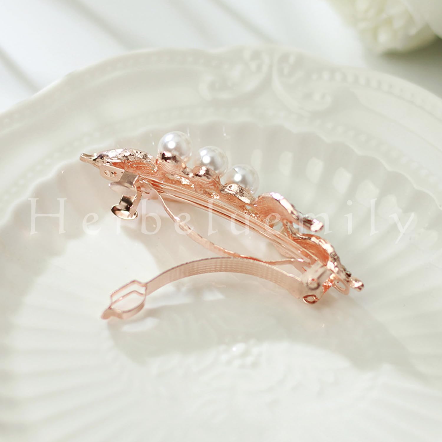 Amazon.co.jp: [Herbeluemily] バレッタ パール ヘアピン 結婚式 卒業 