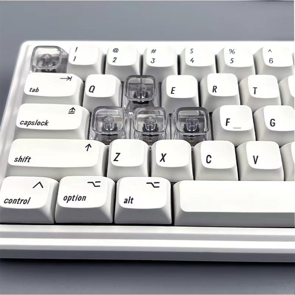 Opakowanie 100 pustych krystalicznie przezroczystych nasadek klawiszy z materiału PC 1U profil XDA R4 do klawiatury mechanicznej z podświetleniem MX Switch (profil XDA przezroczysty, 100 sztuk)