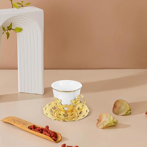 Miniatura 5 de ABOOFAN 1 juego de tazas de café vintage, elegantes tazas de capuchino con platillos reutilizables tazas de espresso para té con leche