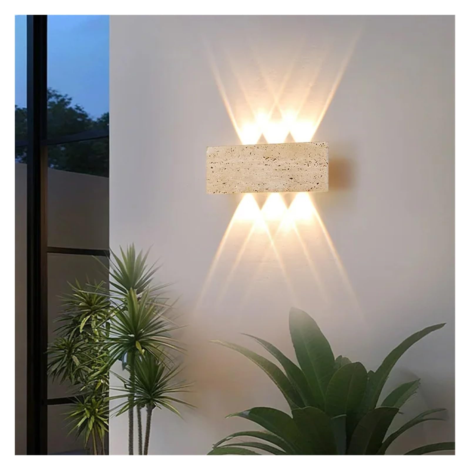 Mur LED Lampe Jardin lumière Pierre IP65 extérieur étanche Chevet rétro Appliques luminaire décoration de la Maison intérieur(32cm-Outdoor)