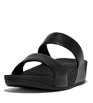 サンダル・ミュール FitFlop Lulu Leather Slide Black ES7-090 Women's Lulu Adjustable Leather Slides | FitFlop US