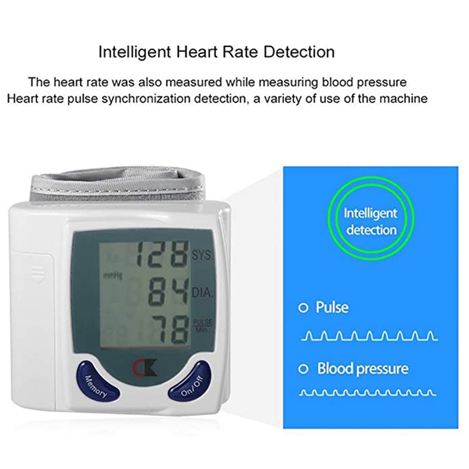 Monitor De Presión Arterial De Muñeca, Medidor De Máquina Probador De Esfigmomanómetro Digital Automático para Medir El Ritmo Cardíaco Y La Frecuencia del Pulso