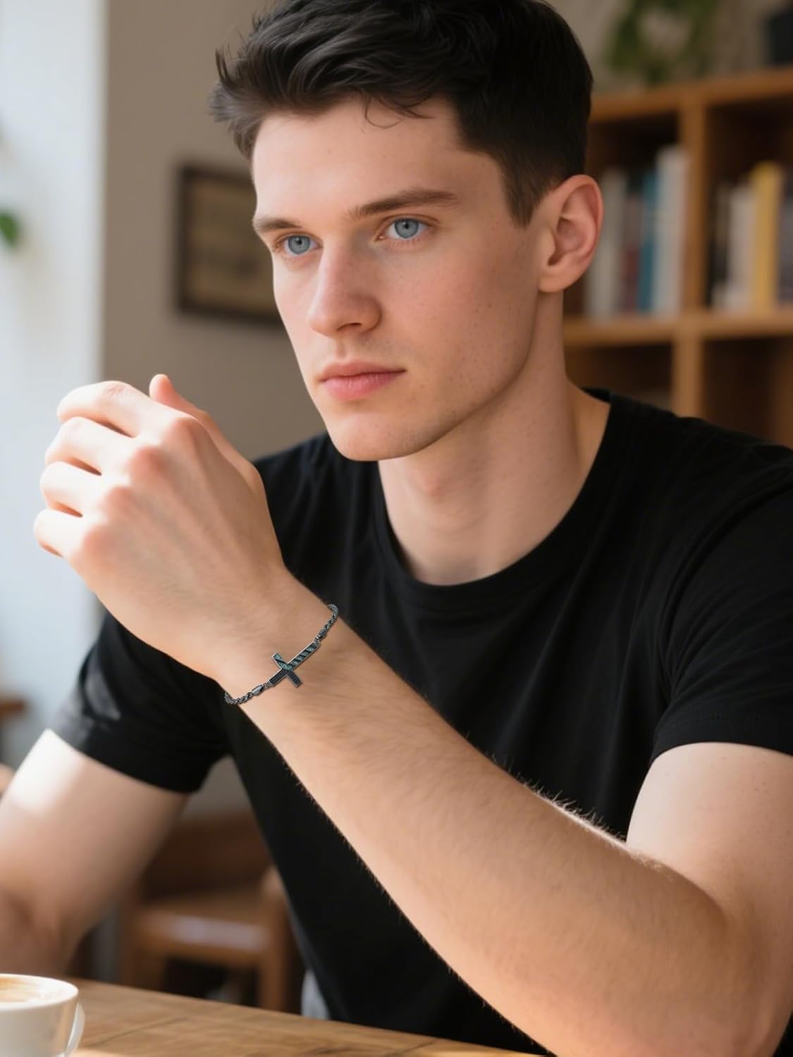 TwoAnts American Flag Bracelet for Men 925 Sterling Silver Cross Link Bracelet Patriotic Jewelry Christian Gifts for Women - Image 3