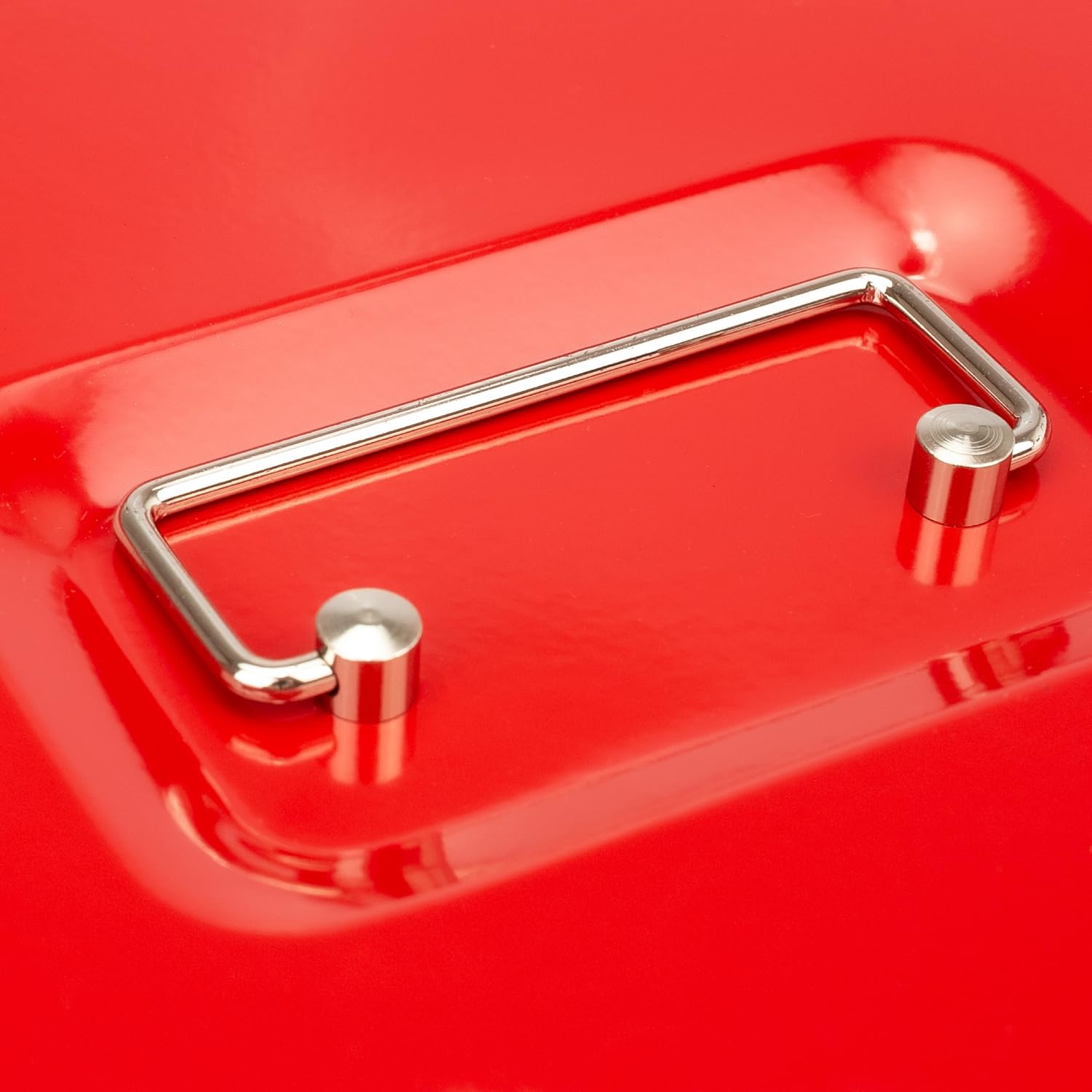 HMF Cassetta portavalori con chiusura a chiave, cassa con inserto portamonete, 5 scomparti per monete | 30 x 24 x 9 cm | Rosso