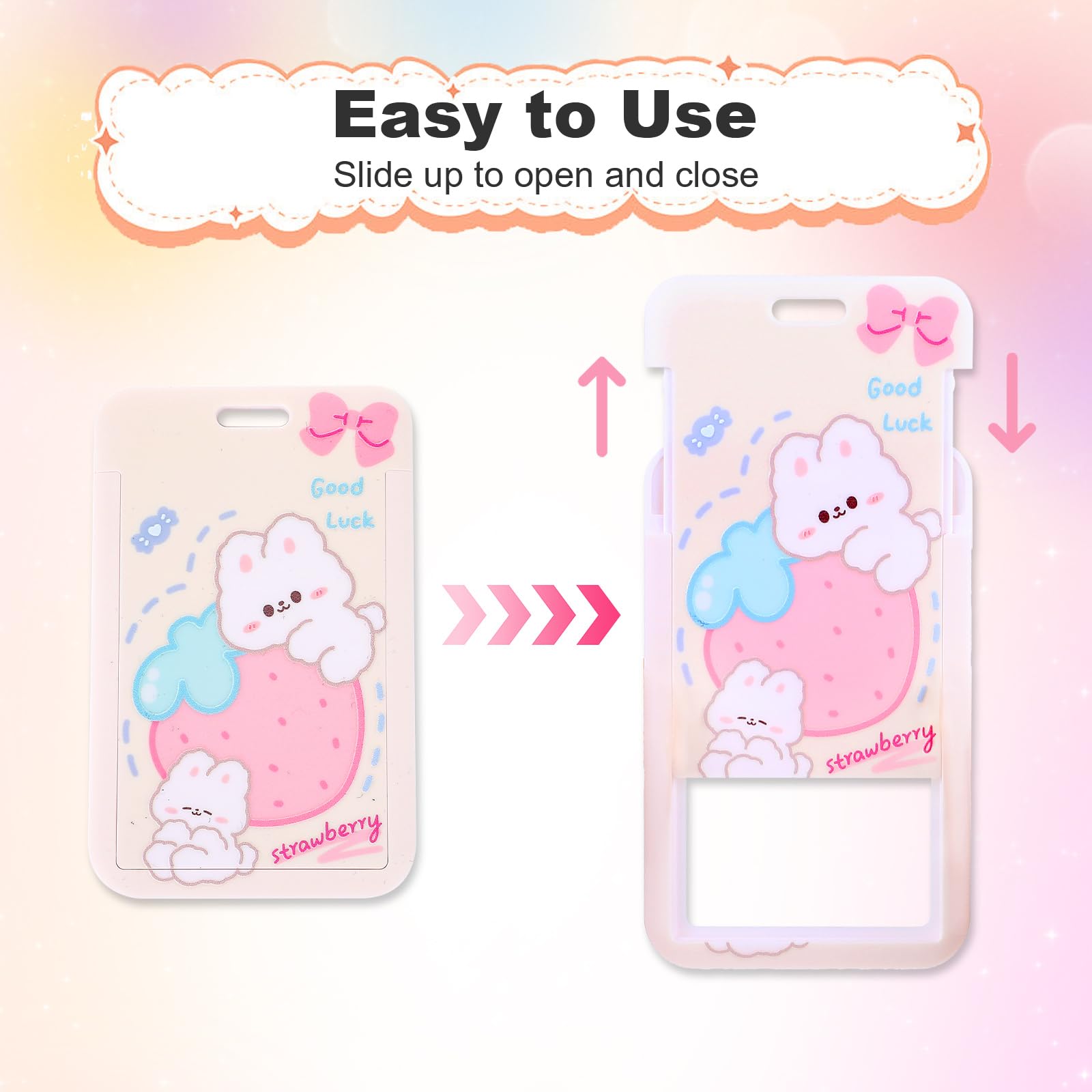 DONGKER 2 Porte-Clés Peluche Mignon Carte Photo - Porte-Cartes Crédit/Bus/Identité Avec Porte-Clés Amovible