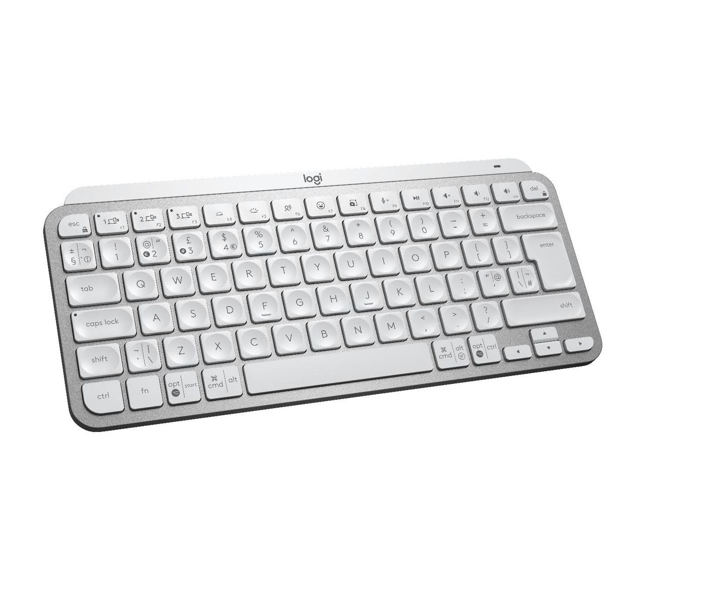 Logitech MX Keys Mini Minimalist Wireless Keyboard, Illuminated, Compact, Bluetooth, Backlit, USB-C, Compatible with Apple macOS, iOS, Windows, Linux, Android, Metal, Light Grey, QWERTY