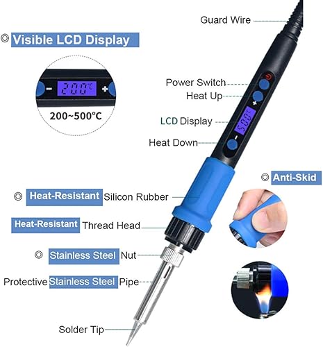 Miniatura 4 de Kit de 112 herramientas para quemar madera con pantalla LCD digital, pluma de pirografía, temperatura ajustable y relieve/tallado/soldadura/grabado