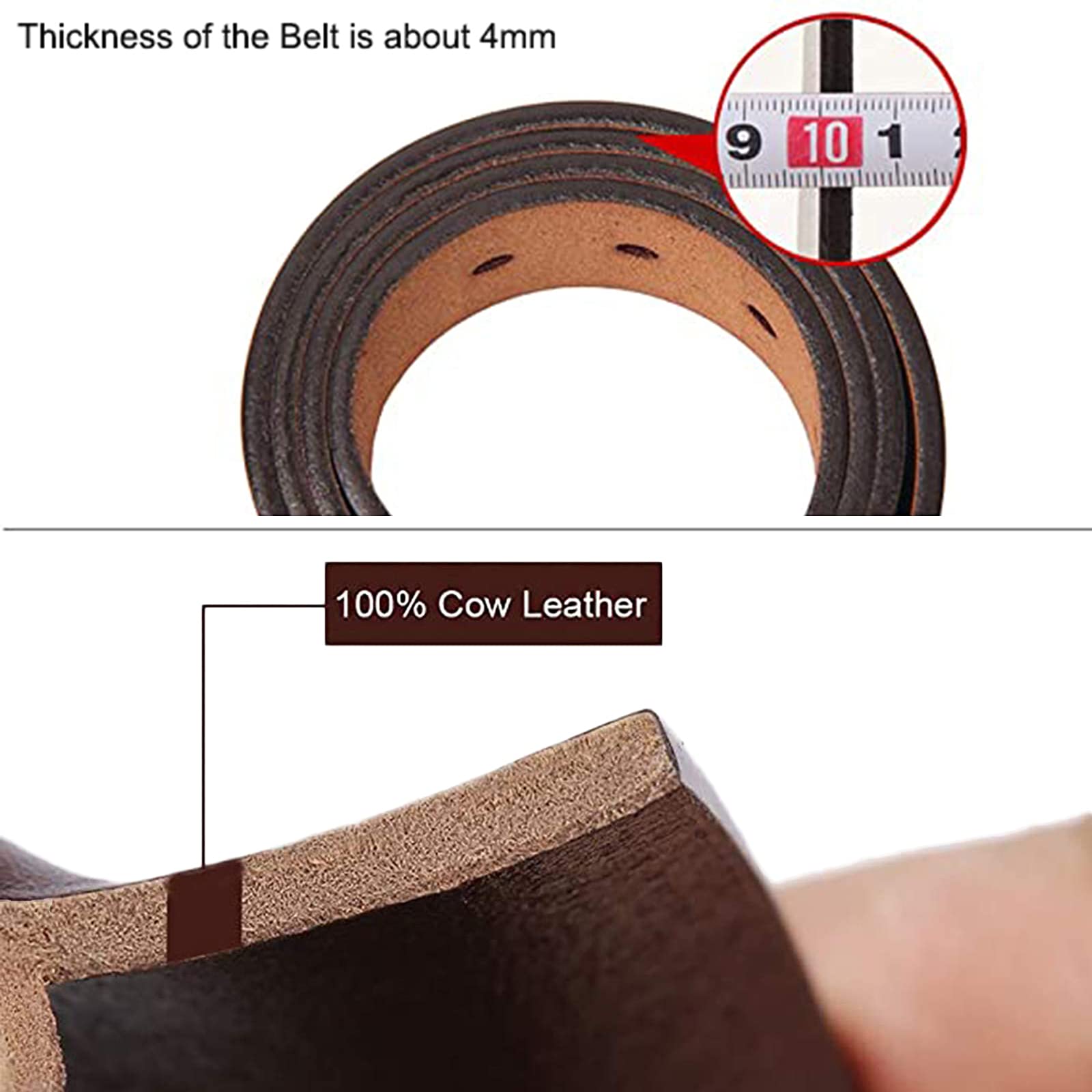 Gürtel, Extra Langer Westerngürtel for Damen und Herren, Cowboy- Cowgirl-Gürtel, Blumengravur, echtes Leder, 35 mm breit(Black,120cm/waist:40"~42")
