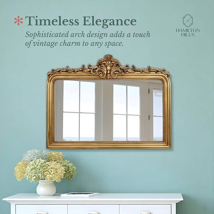 ビンテージ感溢れるゴールドフレームの鏡 ビンテージ感溢れるゴールドフレームの鏡 ビンテージ感溢れるゴールド