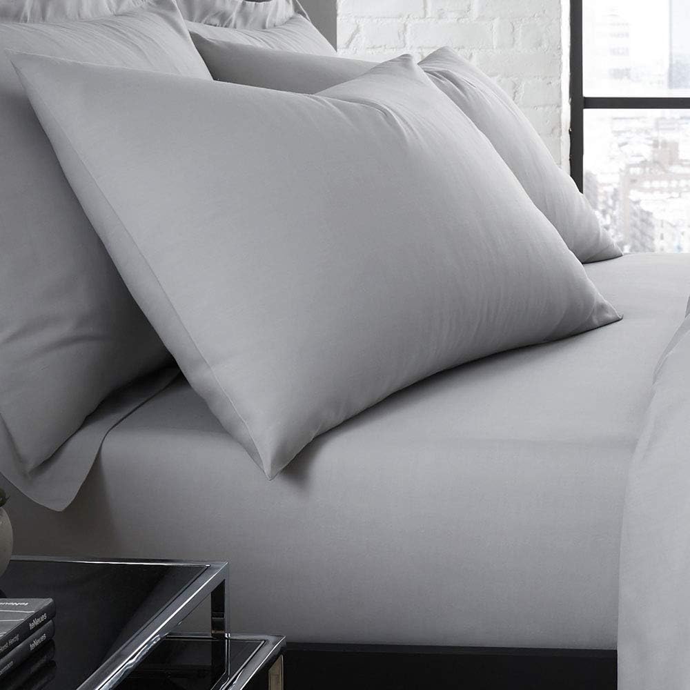 Serene Plain Dye Collection Easy Care Housewife Pillow Case, Silver, Pair, Duck Egg, W50cm x L75cm