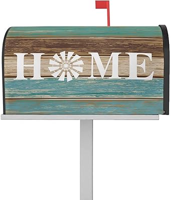 Magnetic Mailbox Cover Home Windmill Word on Rustic Wooden Grain Standard Size Removable Post Letter Box Cover Waterproof Garden Yard Outdoor Decoration