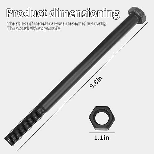 Miniatura 5 de 04001-41 04020-09 Perno de hoja de husillo de cortacésped y tuerca hexagonal 58-11 X 9-12, compatible con cortacéspedes de tamaño mediano Scag de