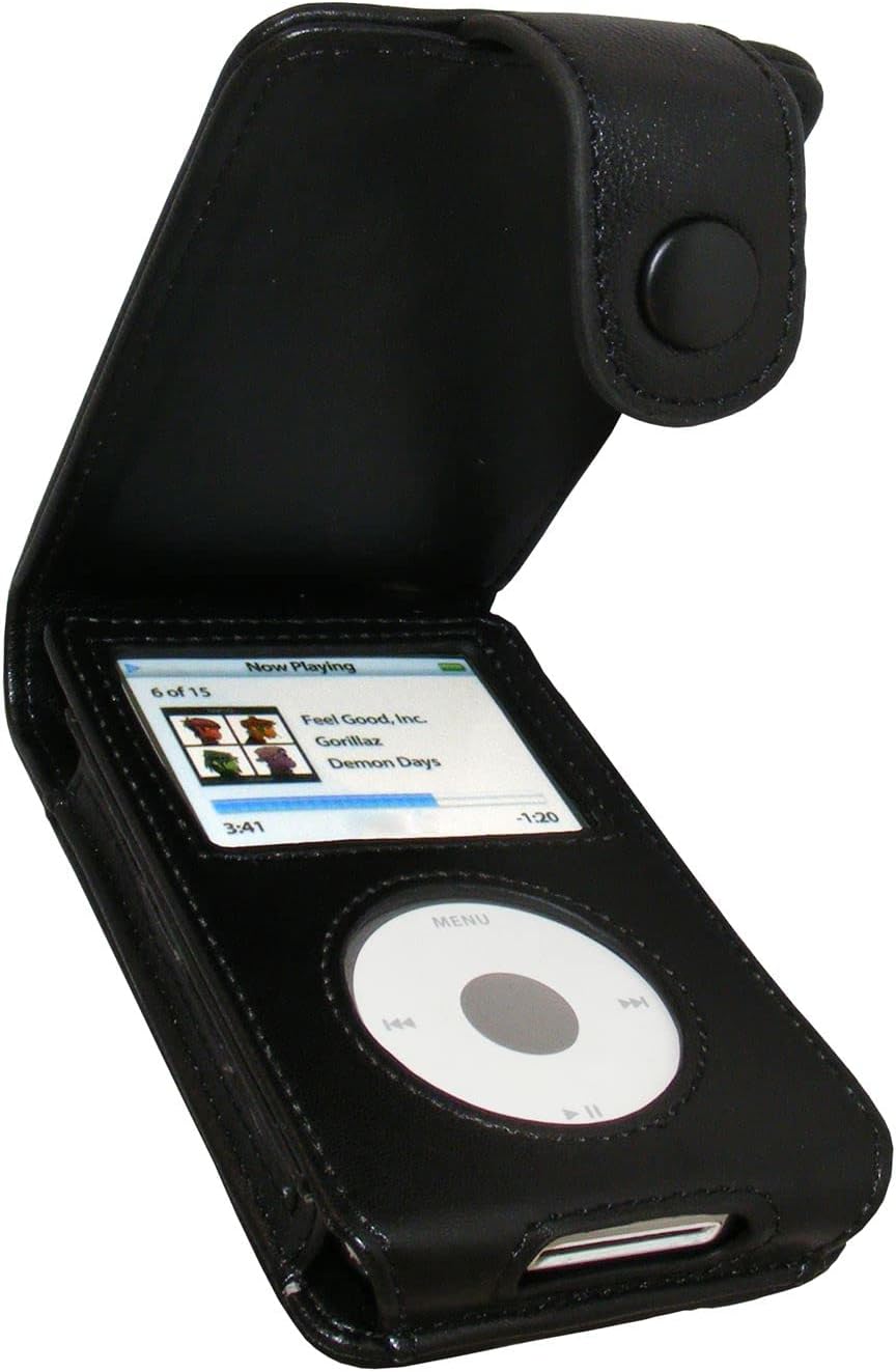 iGadgitz Black Genuine Leather Case Cover for Apple iPod Classic 80gb, 120GB & New 160gb launched Sept 09 (Model with Depth of 10.5mm) + Belt Loop & Screen Protector