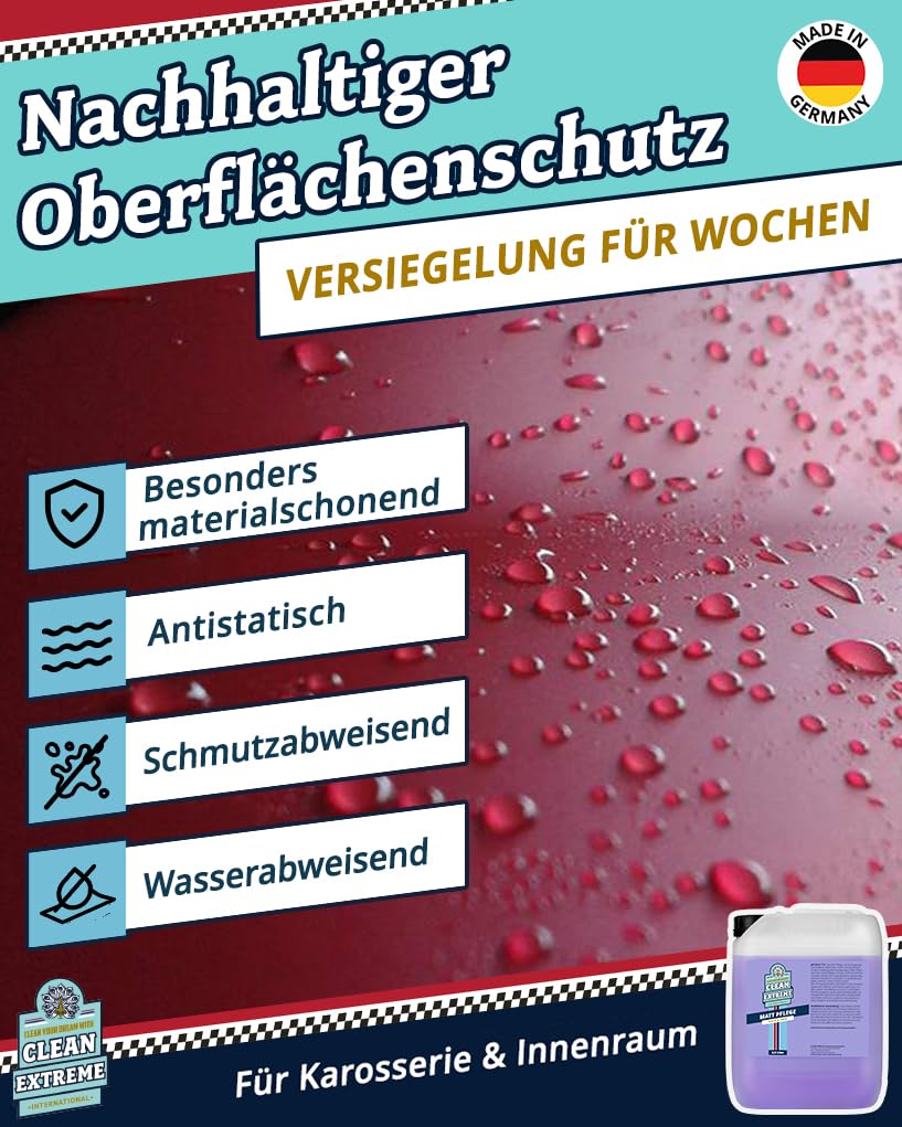 Auto Mattlack Pflege mit Versiegelung 2,3 Liter | Zum Pflegen von Autolack Matt, Matt-Folie, Autosprühfolie. Entfernt Schmutz, Staub, Fingerabdrücke - Waschen ohne Wasser
