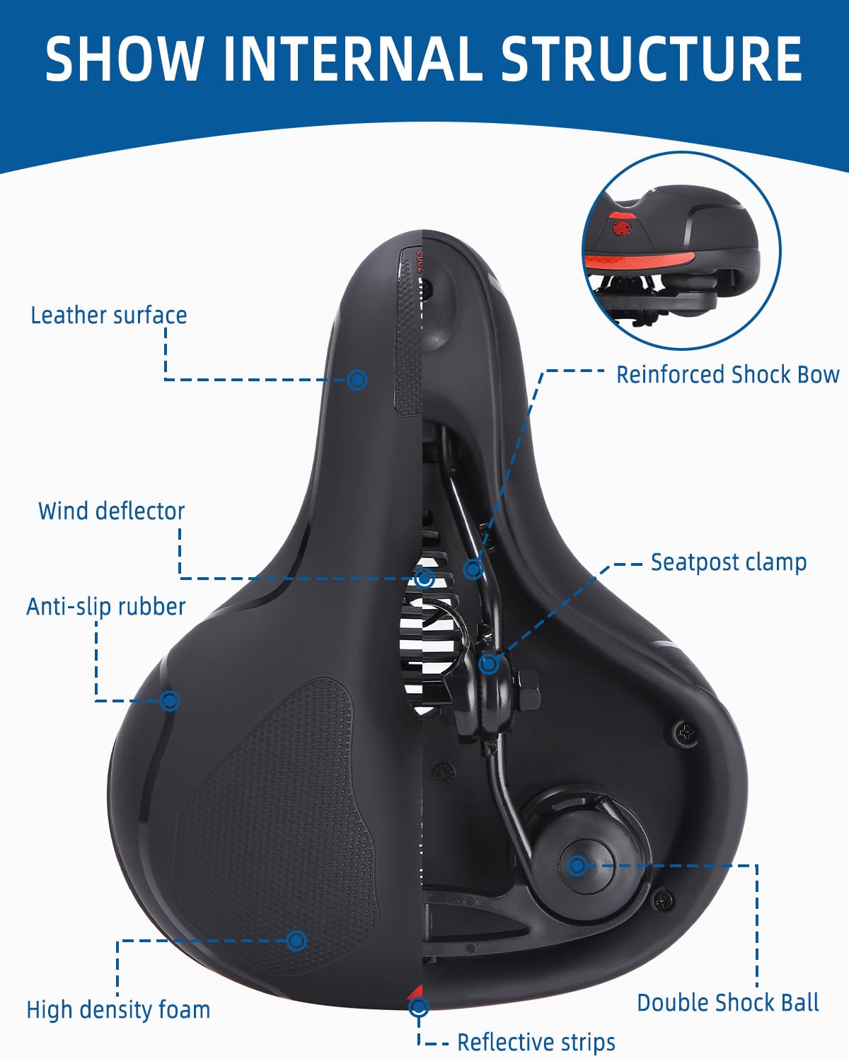 SinLaw Sillin Bicicleta,Sillín de Bicicleta Gel,Sillín de Bicicleta Impermeable y Transpirable,Cojín de Asiento MTB/Bicicleta/Plegable,Apto para Mujeres y Hombres