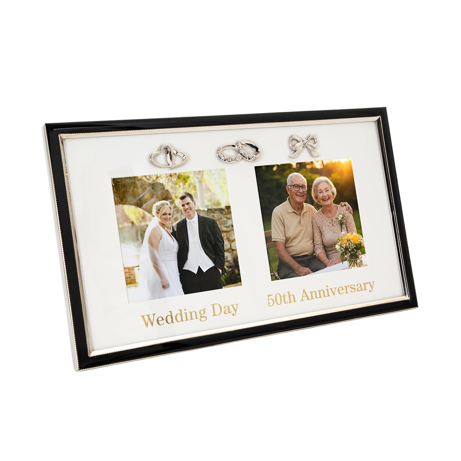 Rackhams Silver/Black 50Th Anniversary And Wedding Day Picture Frame In And With Icons