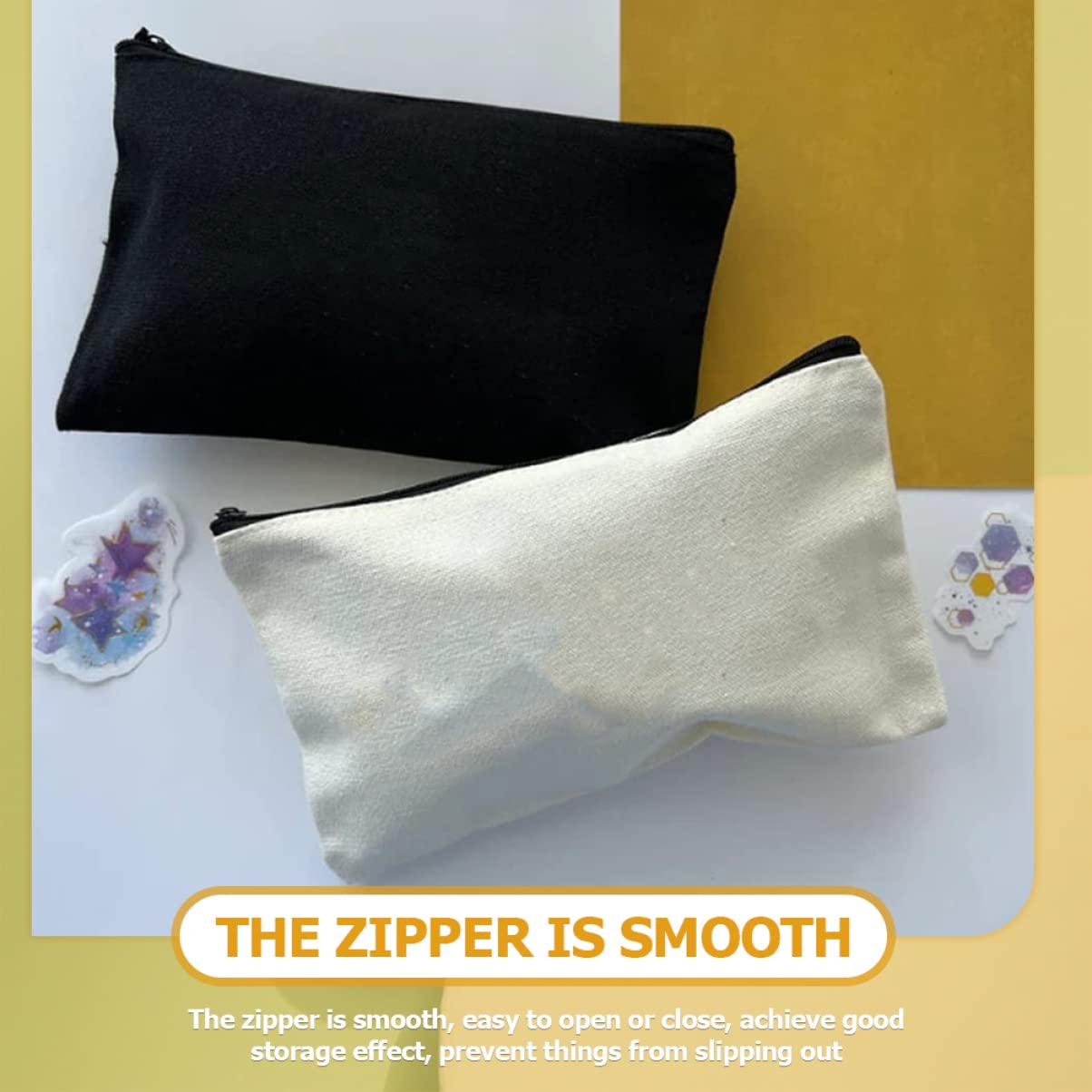 Astuccio Cerniera in Tela Bianca 14 Pezzi, Borsa Cancelleria | Viaggi e Progetti Diy, Leggero e Portatile, Include Borsa Cosmetica in Tela e Astucci per Scuola