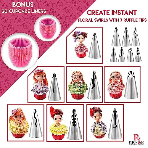 MAOYUTOU Cake Accessory Set 200 Pieces Cake Plate Rotatable Baking Accessory Set including Cake Turntable and Piping Nozzles Icing Bag Angled Spatula Muffin Cases - Image 4