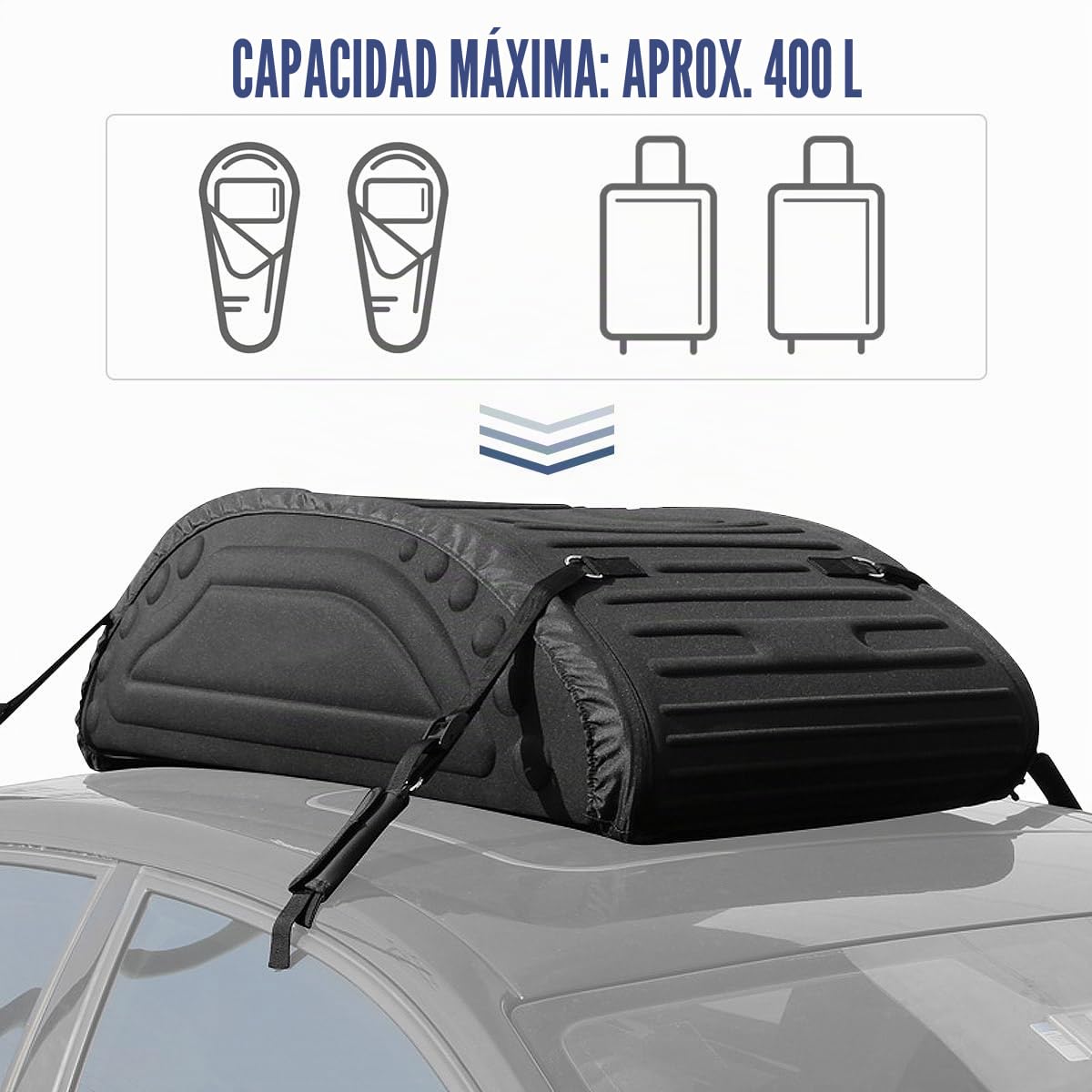 SOARS Cofre de Techo Plegable, Bolsa de Transporte Impermeable para Bacas con Correas de Transporte, Cofre de Techo para Furgonetas, Suvs, Incl. Bolsa de Transporte