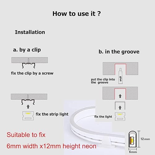 Miniatura 5 de Juego de 100 clips de luz LED de neón, material de polipropileno con tornillos, adecuado para tiras de neón LED de 0.236 x 0.472 pulgadas (0.236 x
