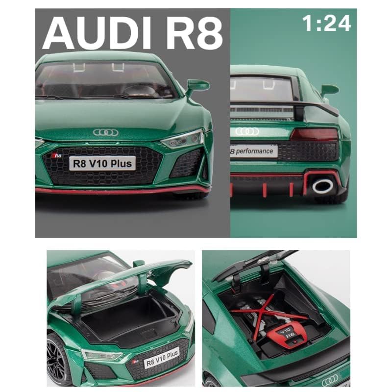 Image of SPITEN Audi R8 1:24 Diecast Scale Model Metal Pull Back Toy car for Kids with Openable Doors & Light, Music Toy Vehicle for Kids - Colors as Per Stock