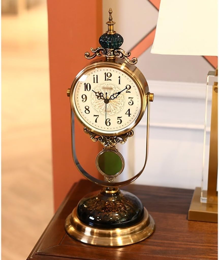 Desk Clock Retro Light Luxury Desk Clock Desktop Desk Clock Living Room Swing Clock Ornaments Creative Mute Desk Clock Seat Clock