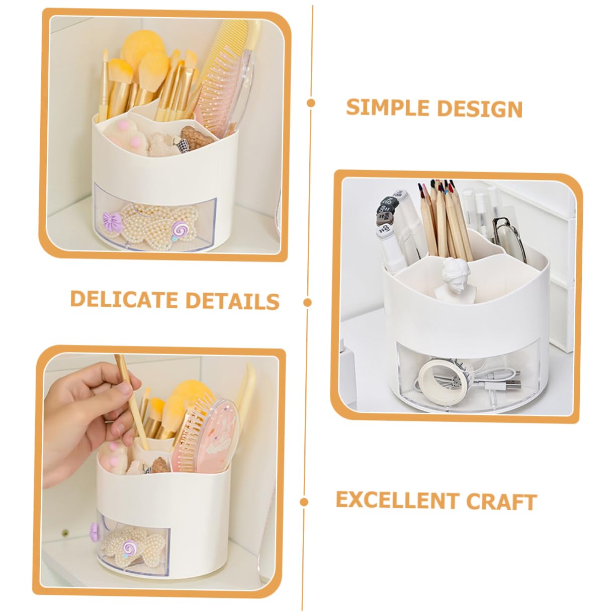 Uonlytech 3 Stück Rotierender Stiftehalter mit Schublade Multifunktioneller Schreibtisch Organizer für Kosmetik Marker und Persönliche Gegenstände Platzsparend und Stabil für Schule