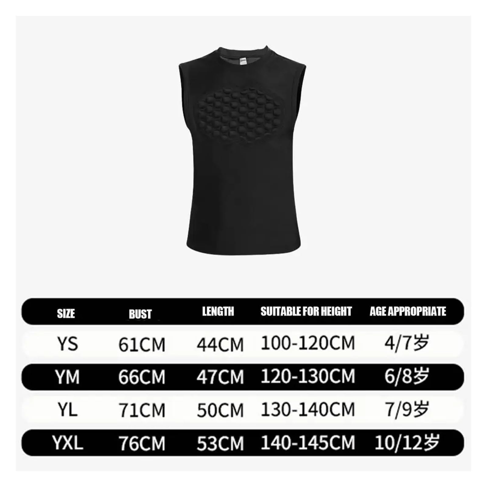 Camiseta de fútbol Acolchada Camiseta de fútbol Acolchada Juvenil con protección for el esternón, Chaleco Protector Pecho, Costillas y Cadera, Camiseta compresión