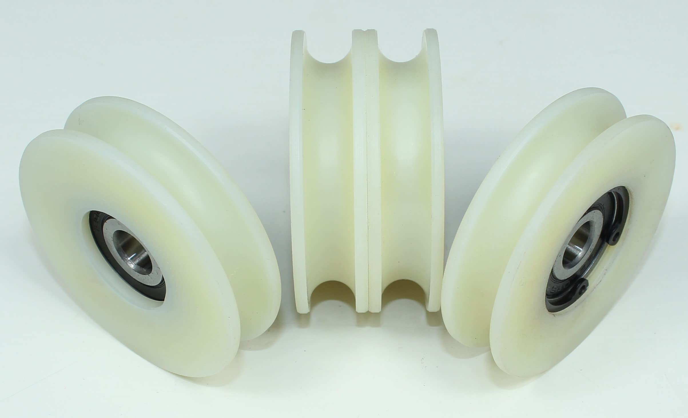 Lot de 4 roues de poulie en nylon avec rainure ronde de 10 mm, diamètre 60 mm, roulement 10 mm, capacité 50 kg, usinées avec précision dans l'UE (60-10-10)