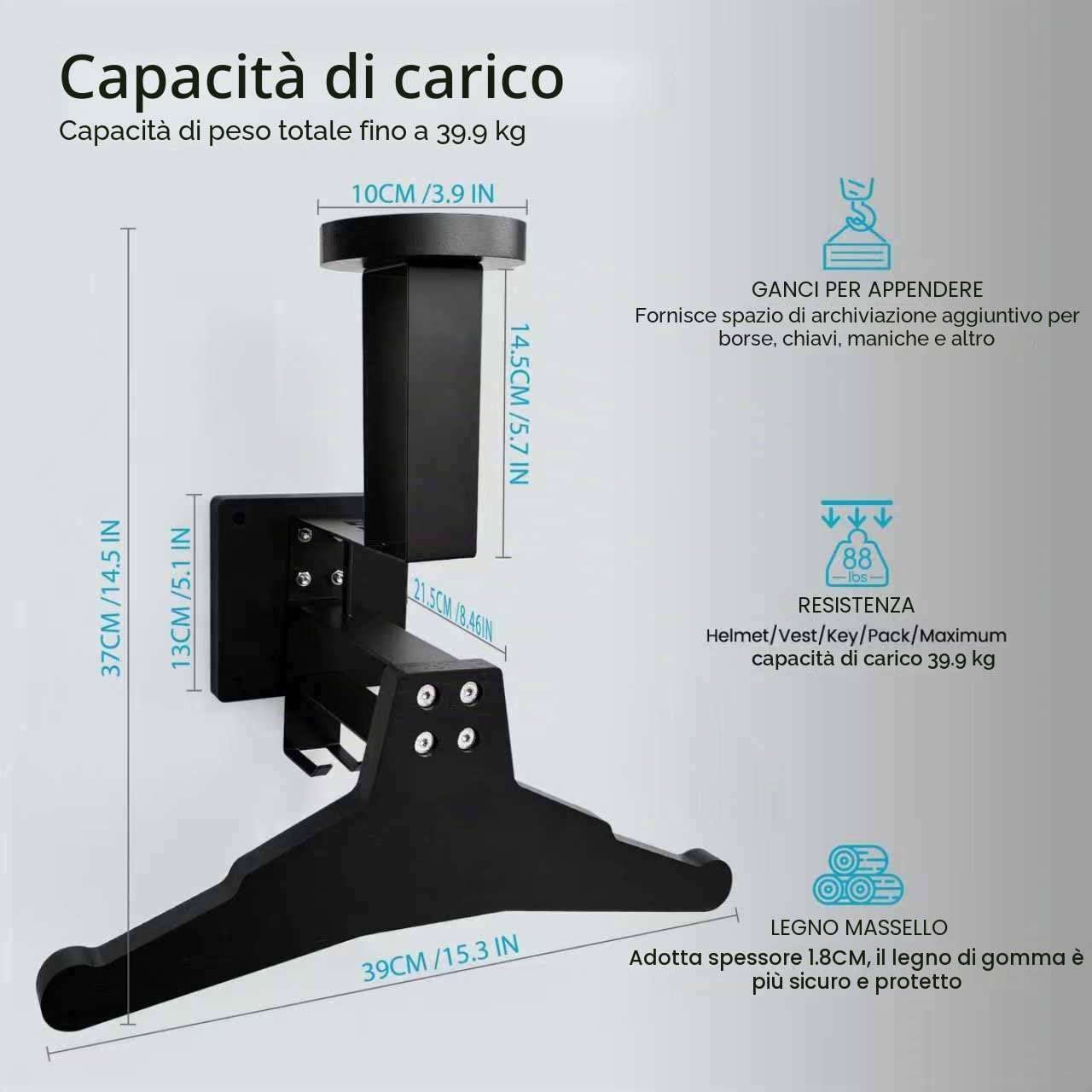 Appendi Casco Moto da Parete - Porta Casco con Ganci per Guanti e Giacca - Moto Accessori per Motociclette, Calcio, Sci e Tattico