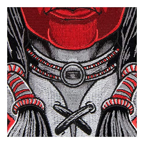 Patchstop Indian Man Feathers Red Iron On Patches For Clothing Jeans - 8X10.5In Large Diy Sew On Patch For Jackets Bags - Embroidered Native American Decorative Patches #TOP3