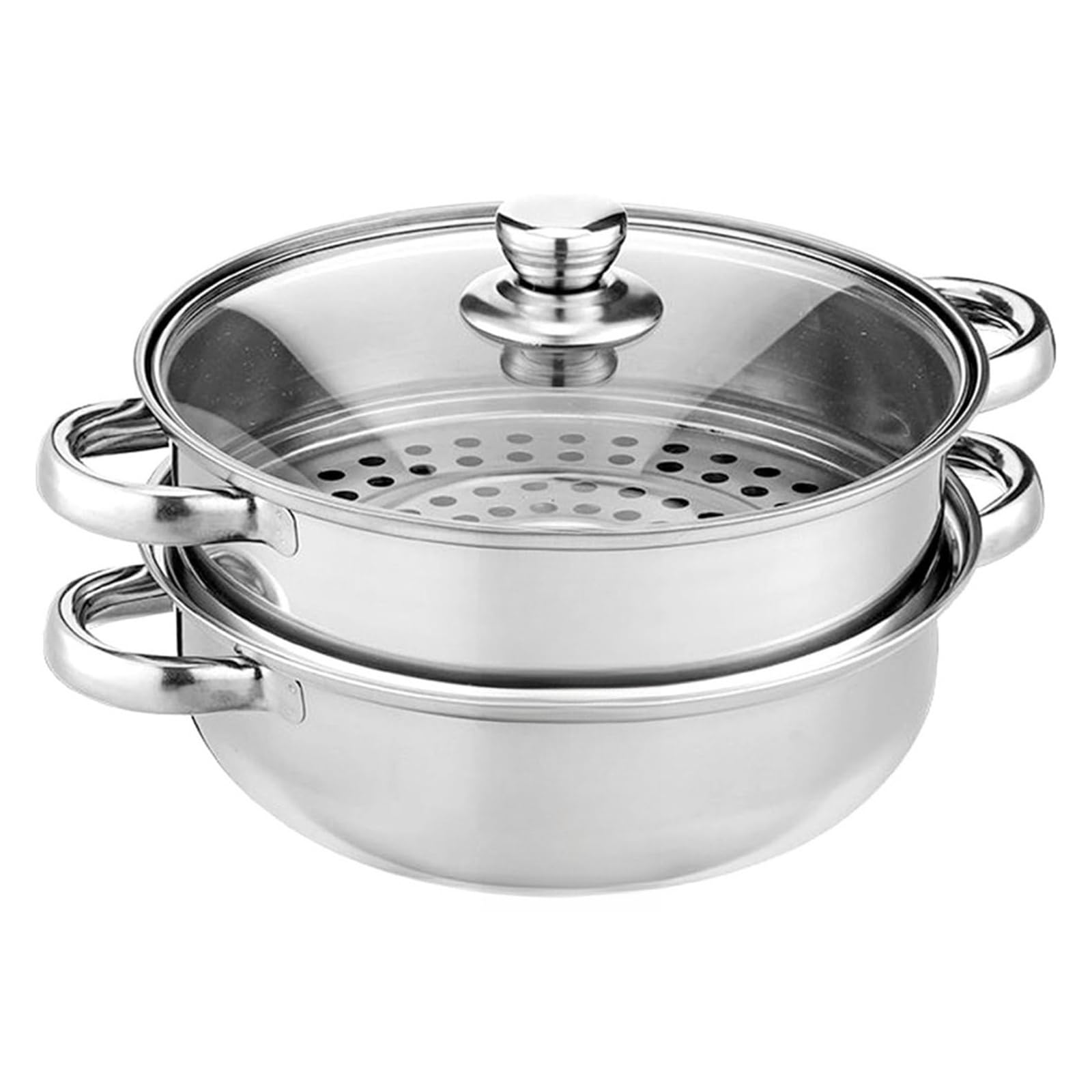 Olla de vapor de acero inoxidable con tapa hermética y acabado pulido espejo