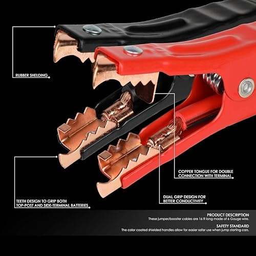 Miniatura 9 de Heavy Duty 25Ft 4Gauge Booster Cable Power Jumper 500AMP batería de emergencia arranque cochemotocicleta