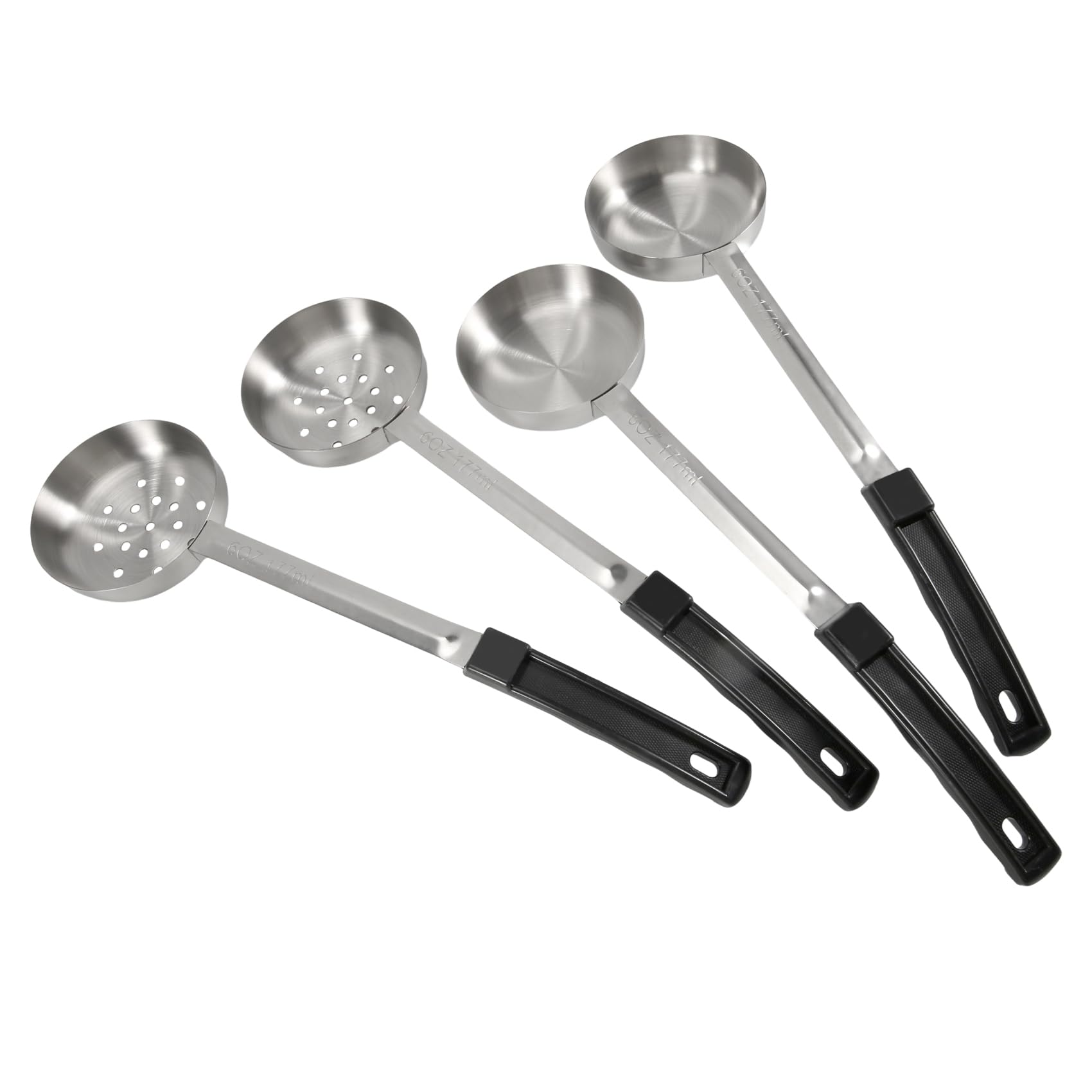 CTRLZS 4 Pcs Portion Control Serving Spoons Portion Control Spoons Ladle Spoon, Slotted and Unslotted Portion Scoops 6oz