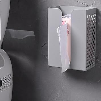 Hemoton Wall Mounted Tissue Box Holder,Napkin Dispenser Holder,Napkin Storage Container Organizer,No Punching Tissue Storage Box for Bathroom Kitchen Office and Home Use