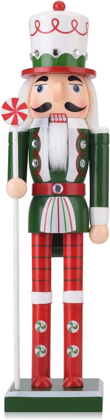 Wooden Christmas Soldier Nutcracker Decorations, 15 Inch Xmas Nutcracker Figure Christmas Decor for Home, Shelf, or Party Display (Red)