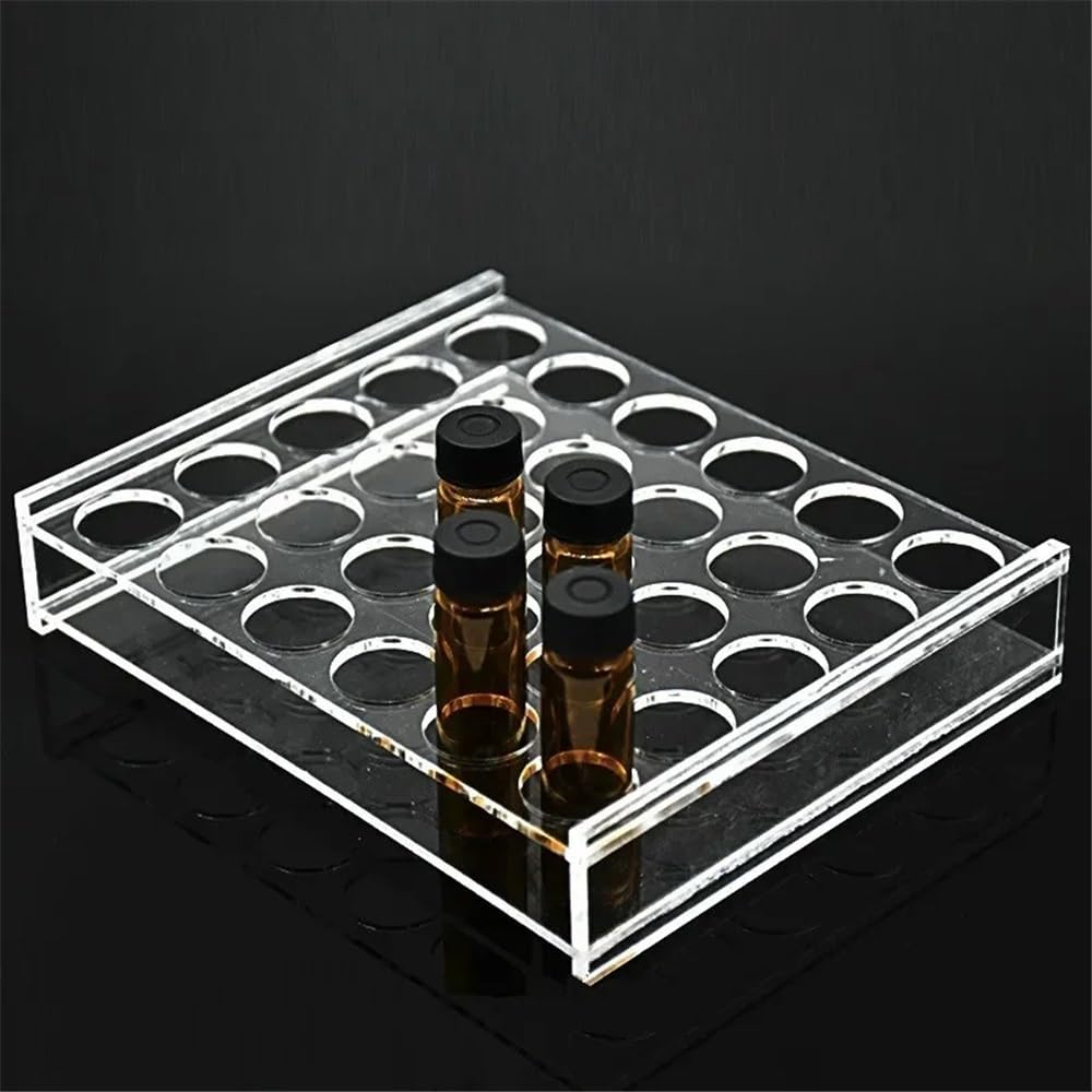 Cristalería de Laboratorio Rack for viales de 20, 40 y 60 ml. Soporte for 30 viales. Portabotellas de muestra de 28,5 mm de diámetro.