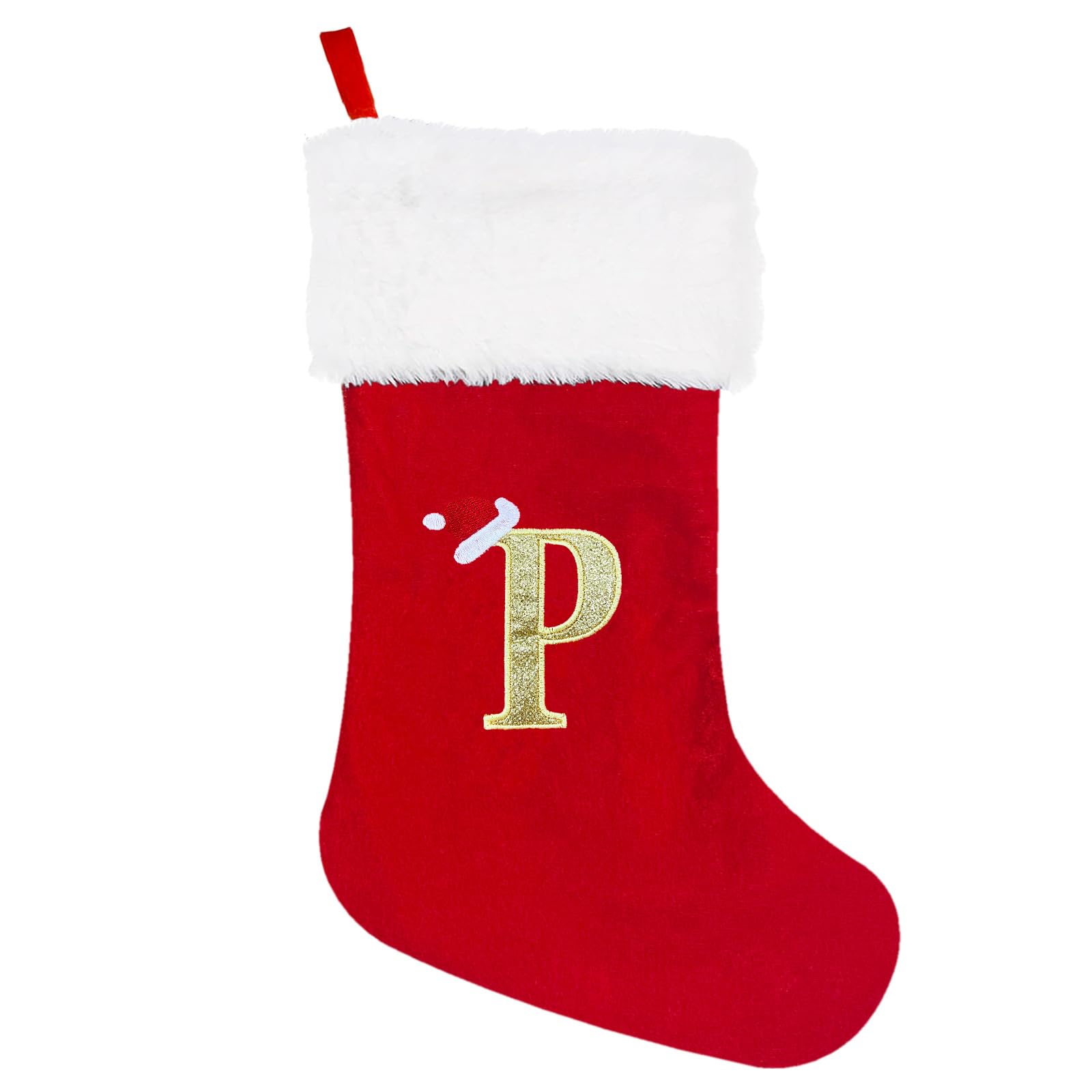 Tfaoys P Christmas Stocking Velvets Lush Embroidered Letter Santa Socks Christmas Tree Endant Decoration For Home Sock